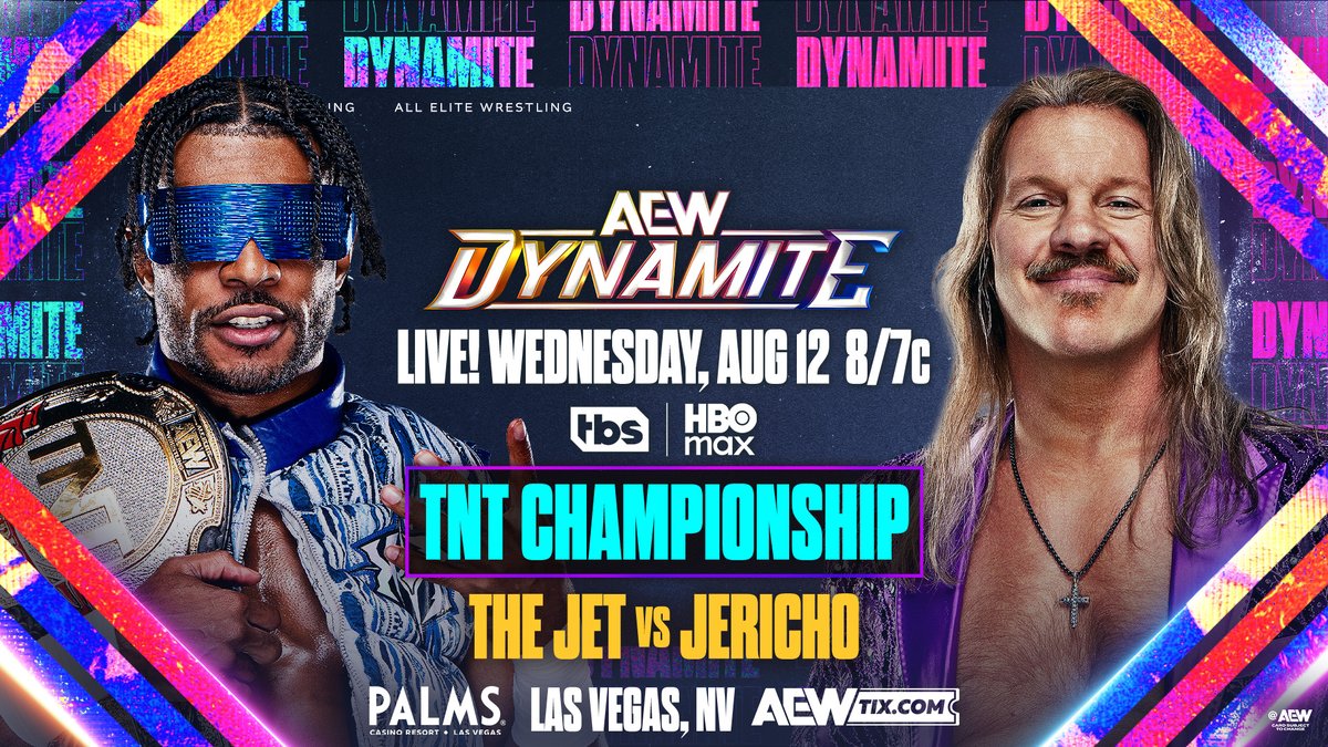 AEW's tweet photo. This Wednesday, 8/12!

Wednesday Night #AEWDynamite emanates from Las Vegas, NV with a can't-miss show on the road to #AEWAllIn London!

Tune in LIVE at 8/7c on @TBSNetwork &amp; @HBOMax, THIS WEDNESDAY! https://t.co/uxeiN1GHxW
