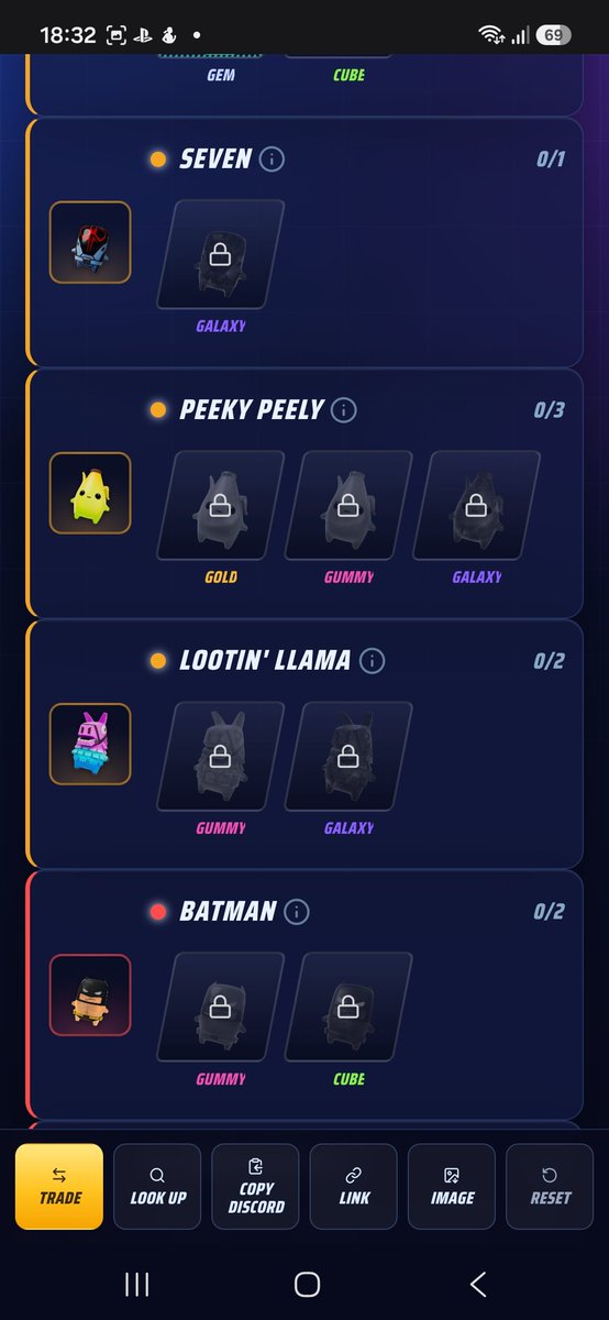Dekuchu19's tweet photo. @FoxyyChar All of them i have left minus the galaxy grim and normal, golden and galaxy zero point https://t.co/aCK6544Ve2