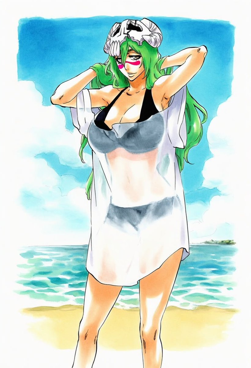 _Yoruichi_X's tweet photo. hey @grok turn black clothes into green like her hair... https://t.co/hwqetXIpZq