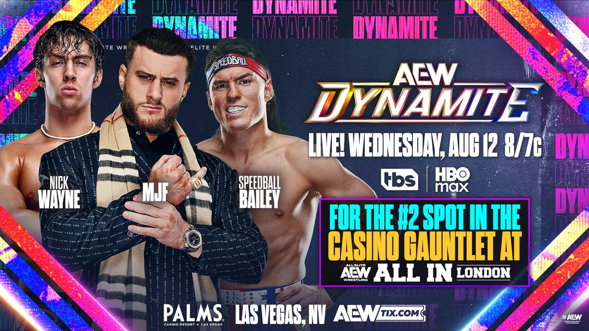 AEW's tweet photo. This Wednesday, 8/12!

Wednesday Night #AEWDynamite emanates from Las Vegas, NV with a can't-miss show on the road to #AEWAllIn London!

Tune in LIVE at 8/7c on @TBSNetwork &amp; @HBOMax, THIS WEDNESDAY! https://t.co/uxeiN1GHxW