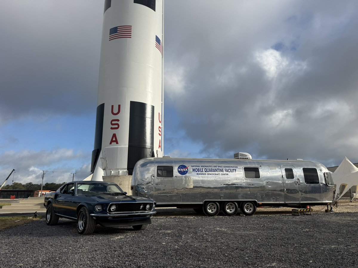 JCyrier's tweet photo. We have our own Apollo 11 Mobile Quarantine Facility here @Proto_Town below our 1/2 scale Saturn V water-tower….  🇺🇸🚀￼￼ https://t.co/NJQOYpRDWg