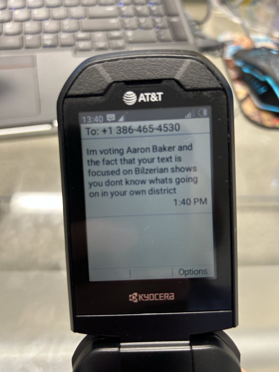 Babylon5uck5's tweet photo. This was my reply to a Randy Fine text today. @Aaron4fl6 is going to win this primary. The Fine campaign can’t even figure out who their biggest threat is. https://t.co/ZiFFykDFpj