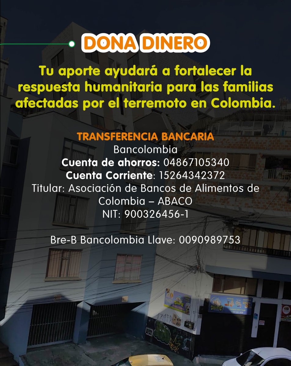Abacocol's tweet photo. Desde la Asociación de Bancos de Alimentos de Colombia y los Bancos de Alimentos estamos articulando una respuesta para movilizar alimentos y productos esenciales hacia las familias afectadas en las zonas impactadas por la emergencia. https://t.co/KCZSu4KkmI
