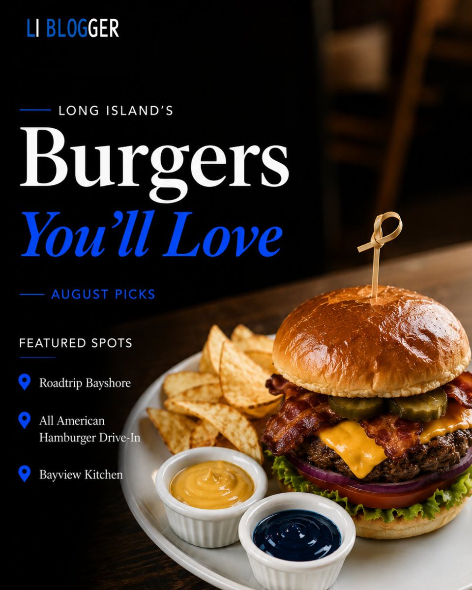 RaeParth2's tweet photo. 🍔 Long Island Burger Picks
Three spots worth adding to your next burger run:
📍 Roadtrip – Bay Shore
📍 All American Hamburger Drive-In – Massapequa
📍 Bayview Kitchen – Patchogue
Which one are you trying first? 👇
#LongIsland #LongIslandEats #LIBlogger #Burgers https://t.co/U5ZkZhD1cb