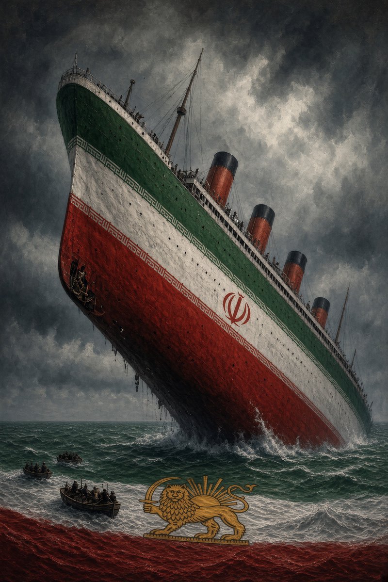 king_fishpoet's tweet photo. ماجرای تایتانیک بی‌شباهت به سرنوشت جمهوری اسلامی نیست.
آب دارد وارد کشتی می‌شود، اما هنوز بیشتر حامیان نظام بی‌خبرند.
عده‌ای روی عرشه ساز می‌زنند، اولیگارش‌ها مشغول خوردن‌اند، توله ولایی‌ها در طبقات پایین در اسارت‌اند بی آنکه دلیلش را بدانند.
فقط مهندسین کشتی و مافیایی که نان‌ ناخدا و پرسنل را می‌دهند می‌دانند چه خبر است.
هوشیار باشیم؛ نگذاریم مشتی دزد و جنایتکار، آنچه متعلق به ایران است را در قایق‌های نجات‌شان بگذارند و فرار کنند.
صدر تا ذیل این نظام باید تاوان دهد! 
#ننگ_بر_جمهوری_اسلامی