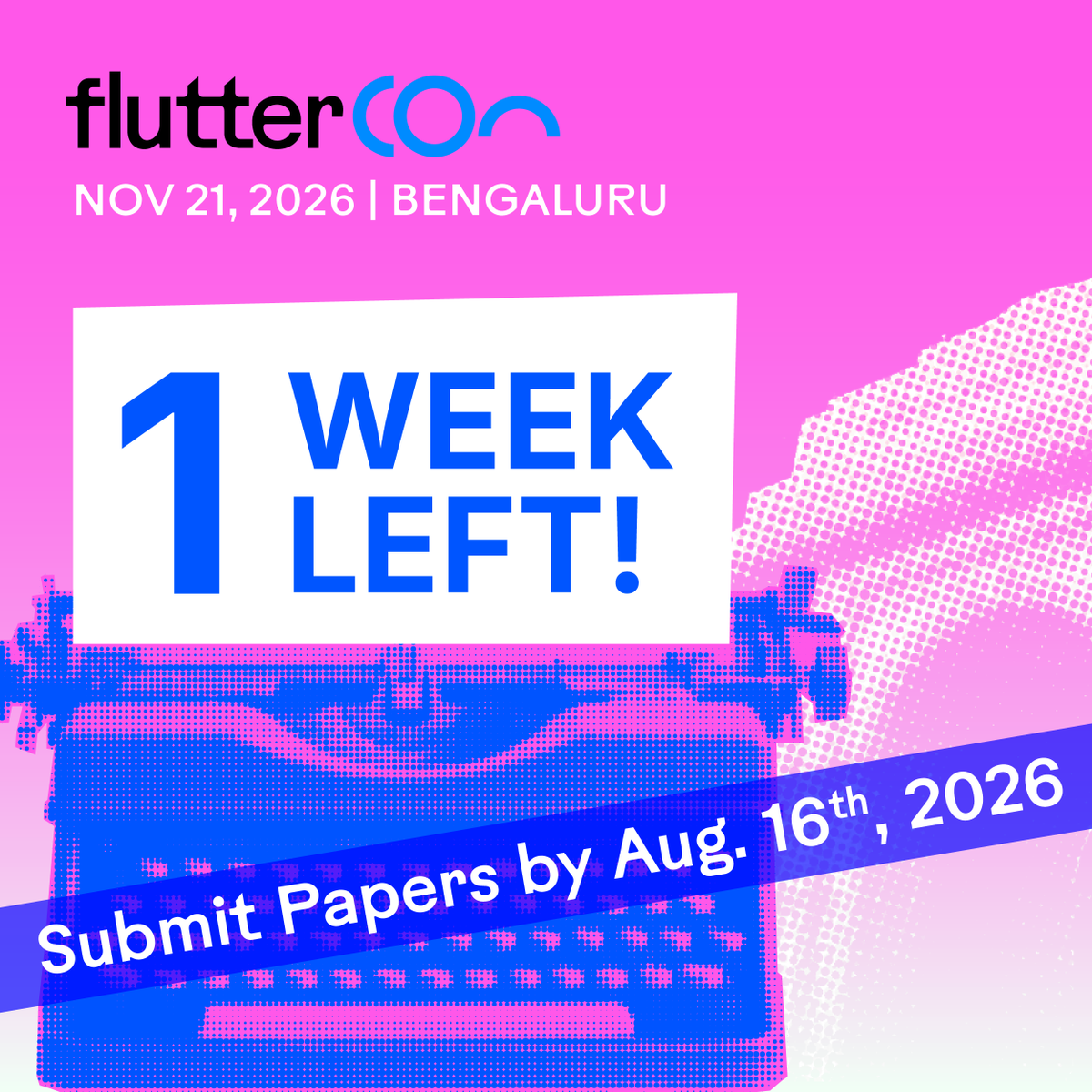 FlutterconWorld's tweet photo. Got a Flutter story worth telling?
State management, performance, AI in Flutter, multi-platform delivery — the stuff that only shows up after you've shipped.
flutterCon India's CfP closes in one week.
📍 Nov 21, Bengaluru 
Submit now → https://t.co/KozVH3nOPv

#flutterConIndia26 #FlutterDev #CallForSpeakers #DartDev