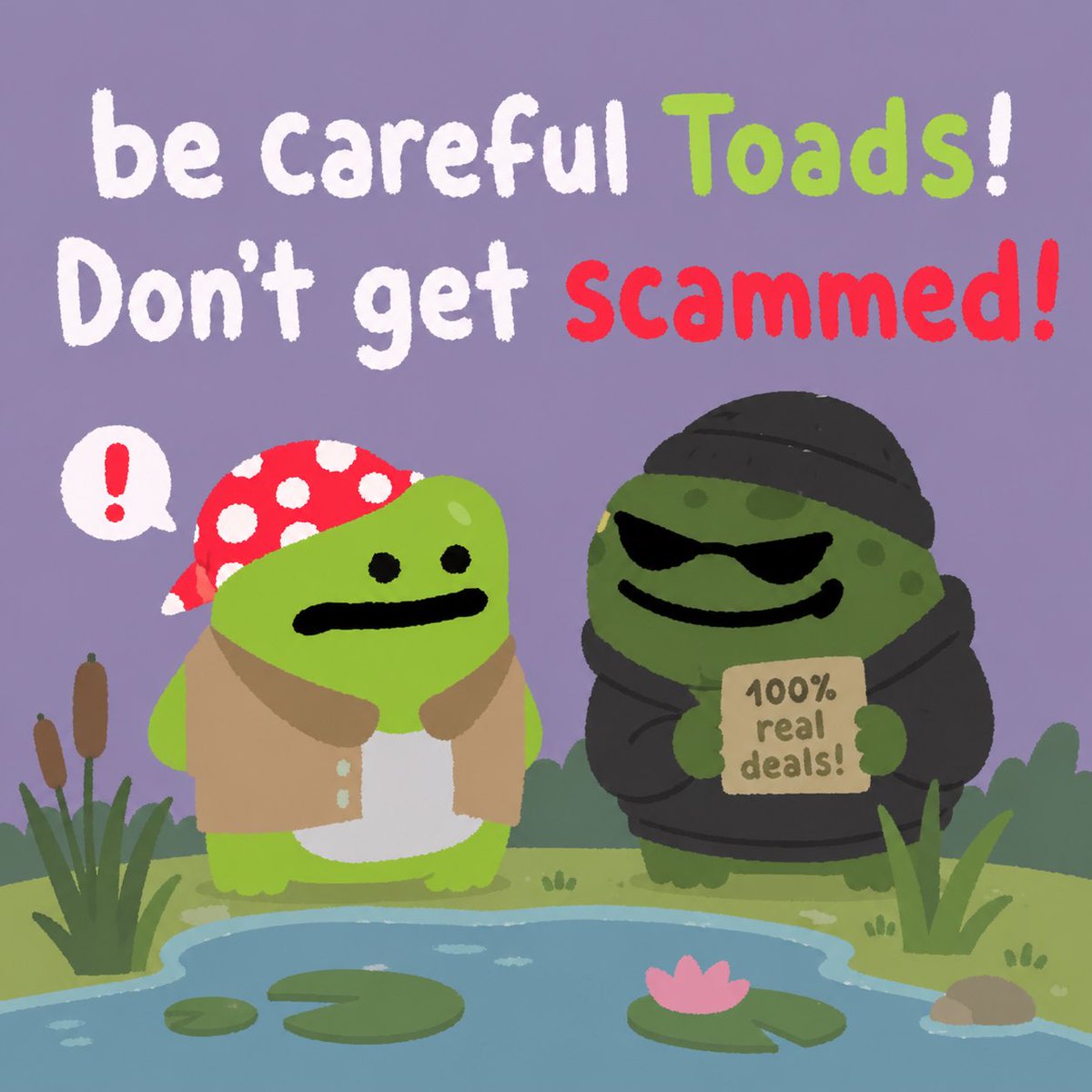 TheTubbyTurtles's tweet photo. As the project keeps growing the number of scammers goes up! 

Don’t become a victim, don’t connect wallets to shady sites!🚫

Keep those toads wrapped and safe 🐸 https://t.co/genJhKQ9UV