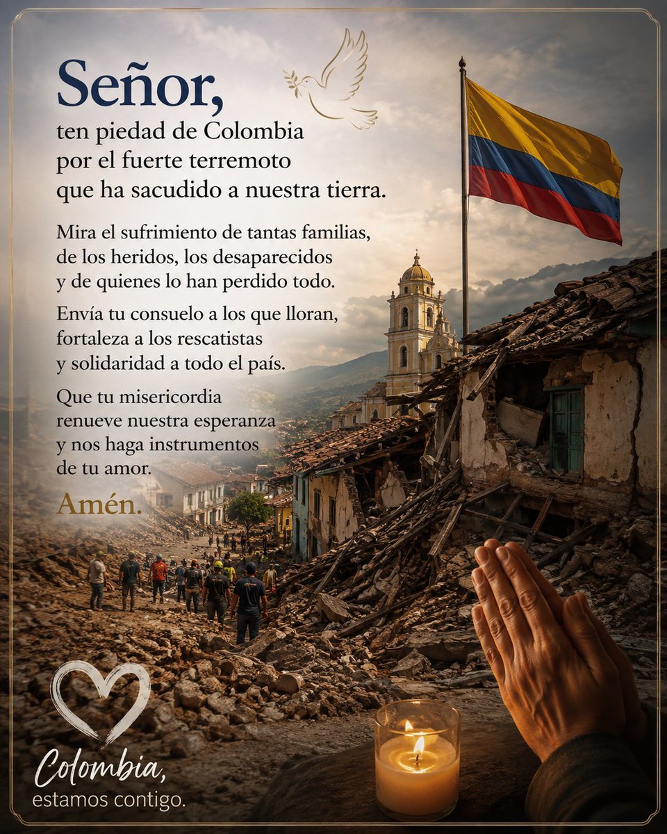 ObispoMunilla's tweet photo. Recuerda, oh Dios, tu #misericordia, como dice el salmo: «El Señor está cerca de los atribulados, salva a los abatidos.» (Salmo 34,19)

#Colombia #temblor #sismo https://t.co/GfQc5X9Cln