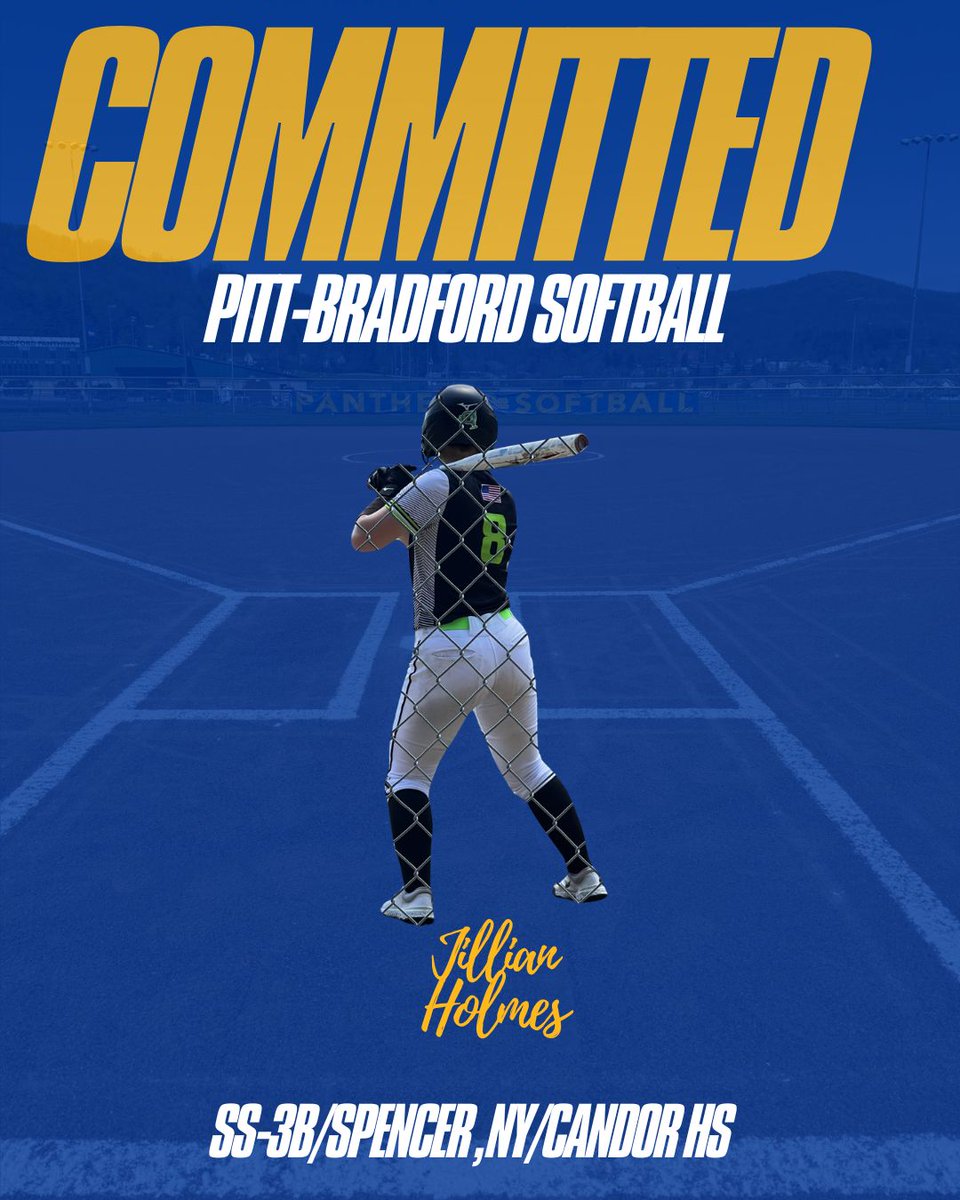UPBSoftball's tweet photo. Our next member of the Class of 2030 is Jillian Holmes!  She comes to us from Candor High School and is majoring in Forensic Science!  On a side note, she is in US Army!   #pittbradfordsoftball #upbsb #Panthers #Classof2030 https://t.co/aU8nchqfd9