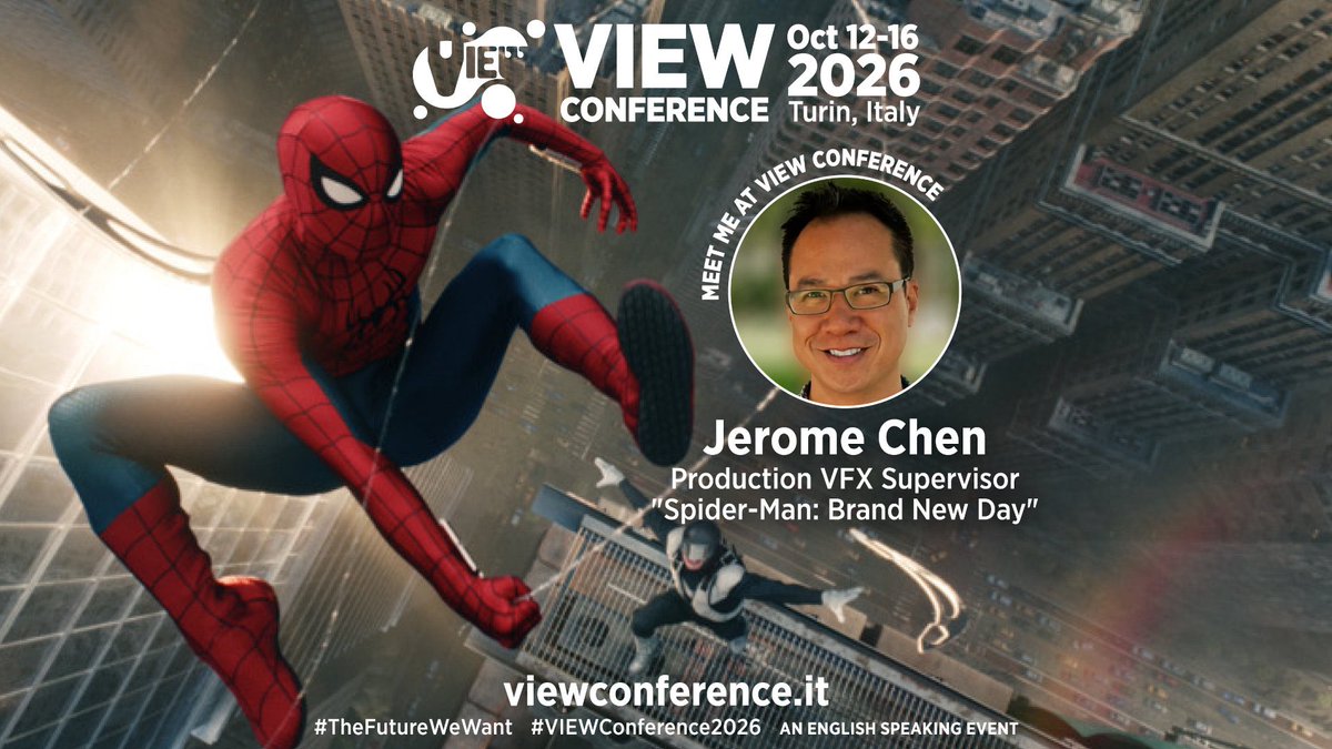 ViewConference's tweet photo. #SpiderManBrandNewDay’s production VFX Supe, #JEROMECHEN, is a confirmed speaker for @ViewConference.
https://t.co/rMW7idchW3
#jeromechen #vfx #film #ai #animation #games #art #cinema #filmmaking #cgi #realtime #vr #ar #xr #mr #virtualproduction #generativeai @SpiderManMovie https://t.co/DIr3uTldEy