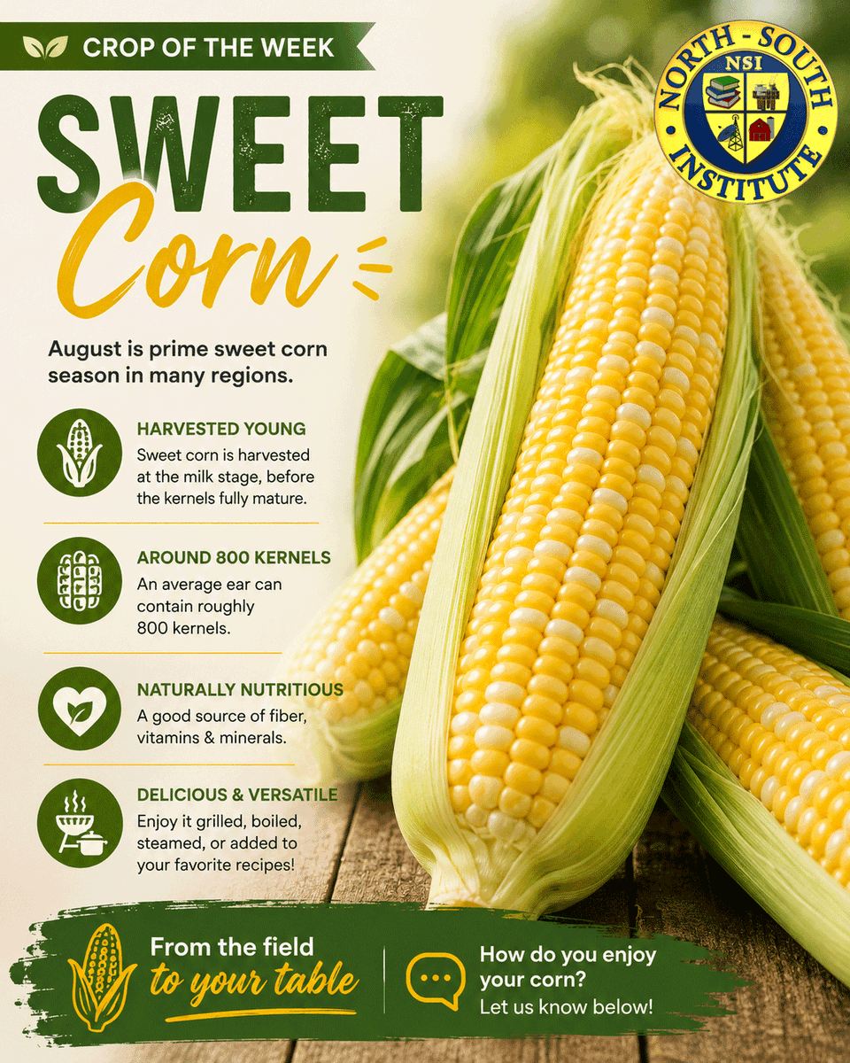 nsiceed's tweet photo. 🌽 Crop of the Week: Sweet Corn!

August is prime sweet corn season in many regions, and there's nothing quite like that first bite of fresh, sweet corn. 🌽☀️

💬 How do you enjoy your corn? Grilled, boiled, steamed, or straight off the cob? Let us know below! https://t.co/4a0NgaqkwI
