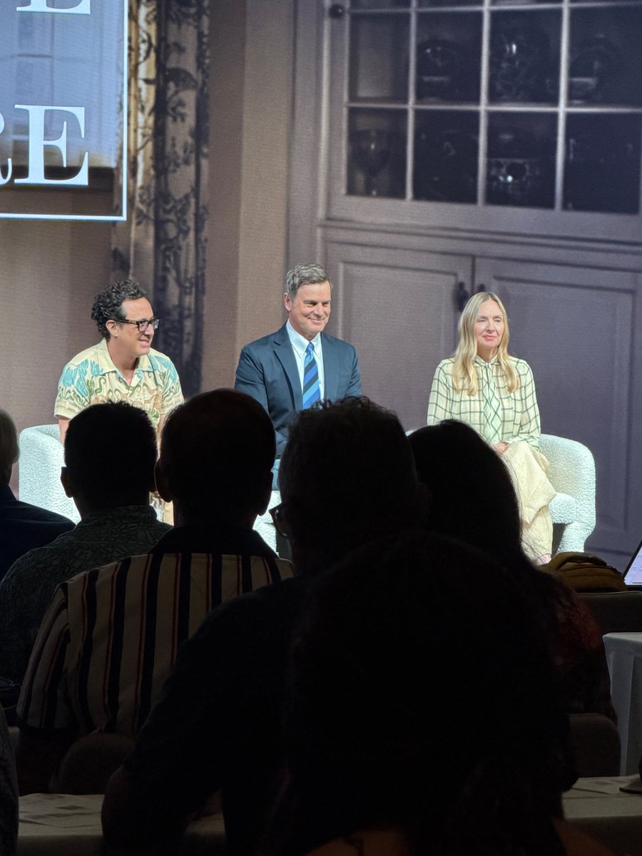 TheEricGoldman's tweet photo. At NBCUniversal's "Backlot Pass" day on the Universal lot, which is structured like a TCA press tour day with multiple shows, except we're allowed to take photos. Yet it FEELS like I'm breaking the rules taking this pic of Line of Fire's Ben Spector, Peter Krause and Hope Davis. https://t.co/L5j85P8yQU