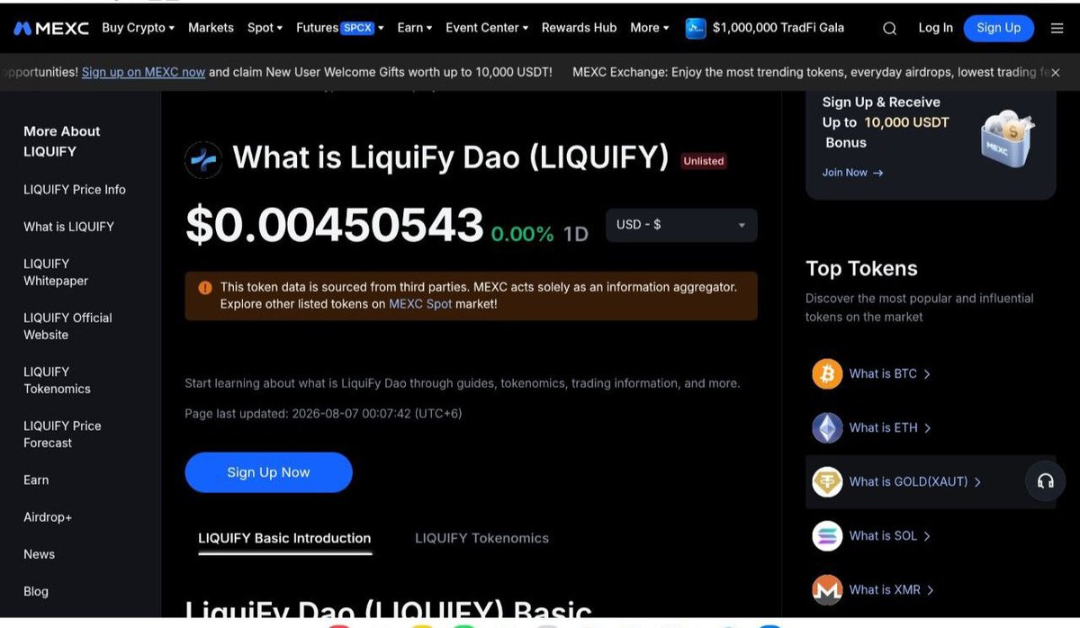 LiquifyDao's tweet photo. 🚀 LIQUIFY DAO Featured on @MEXC !

We’re excited to share that @MEXC Exchange has published a dedicated page introducing LiquiFy DAO ($LIQUIFY)!

The page provides an overview of LiquiFy, including its project introduction, tokenomics, trading information, whitepaper and official resources.

This is another great step in expanding LiquiFy’s visibility across the global crypto ecosystem. 🌍

🔗 Check it out here: https://t.co/ayKaPxc7nl

More exposure. More awareness. More growth.

#Liquify #LIQUIFY #MEXC #DeFi #Crypto