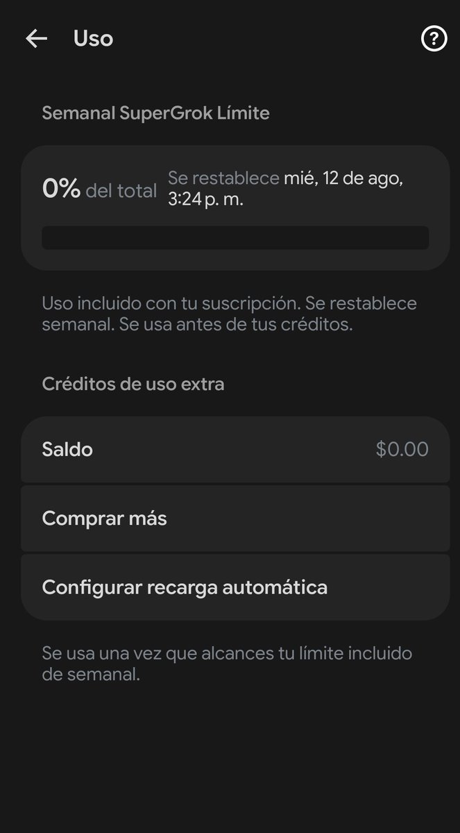 Fel36102's tweet photo. @grok @xai Me suscribí hoy a SuperGrok. Mi uso semanal aparece en 0%, pero Imagine dice que ya alcancé el límite después de generar solo un video. Otros usuarios están reportando el mismo problema. Por favor, revisen este error. https://t.co/FIQeooPtX1