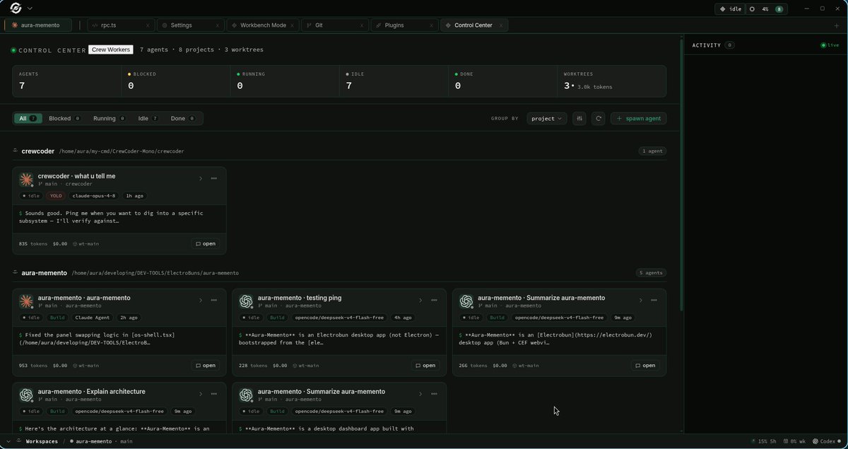 CrewCode_'s tweet photo. Sharing a Dev Tool I've been working on. CrewCode is a free, open-source (Apache-2.0) Electron desktop app that lets you run, supervise, and review multiple AI coding agents across git worktrees (In Chat Tabs) from one place.

  https://t.co/yLhSY9EIFt https://t.co/U69r9kyyu7