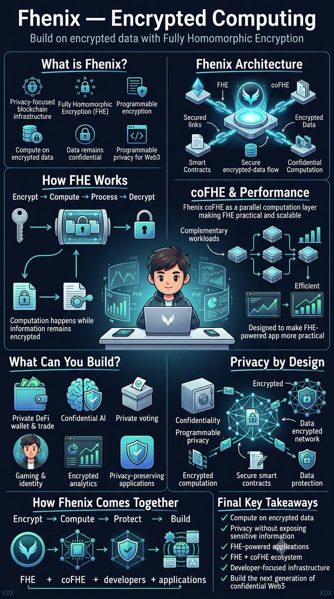 MAbdullah26783's tweet photo. Compute Without Exposing the Data.
@fhenix brings together FHE + coFHE + smart contracts to enable confidential computation for AI, DeFi, analytics, gaming, identity and more.
Encrypt โ Compute โ Protect โ Build. ๐ก๏ธ
#Fhenix #FHE #coFHE #Web3 https://t.co/Ep2X91XLCJ