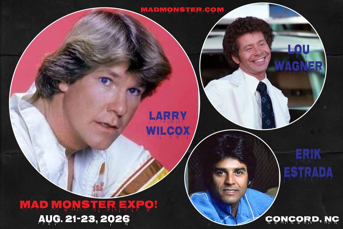 LarryW_news's tweet photo. 🚨These events are coming up real soon! Go to their websites for more info. #LarryDWilcox #CHiPsTVShow #ErikEstrada #LouWagner #RobertPine #MadMonsterExpo #FanboyExpo @LarryDWilcox https://t.co/6KC5W6Cd6A