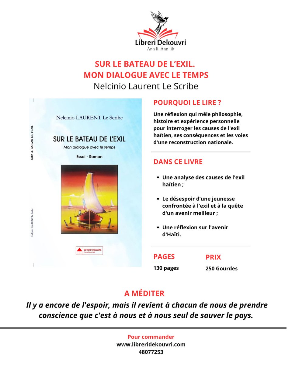 focujep's tweet photo. *Pourquoi lire ce livre ?*

Comprendre les causes de l’exil haïtien, c’est aussi mieux comprendre les défis auxquels notre société est confrontée. 

Commandez ici :
https://t.co/HHssKmgZxz https://t.co/MA63FfP6fD
