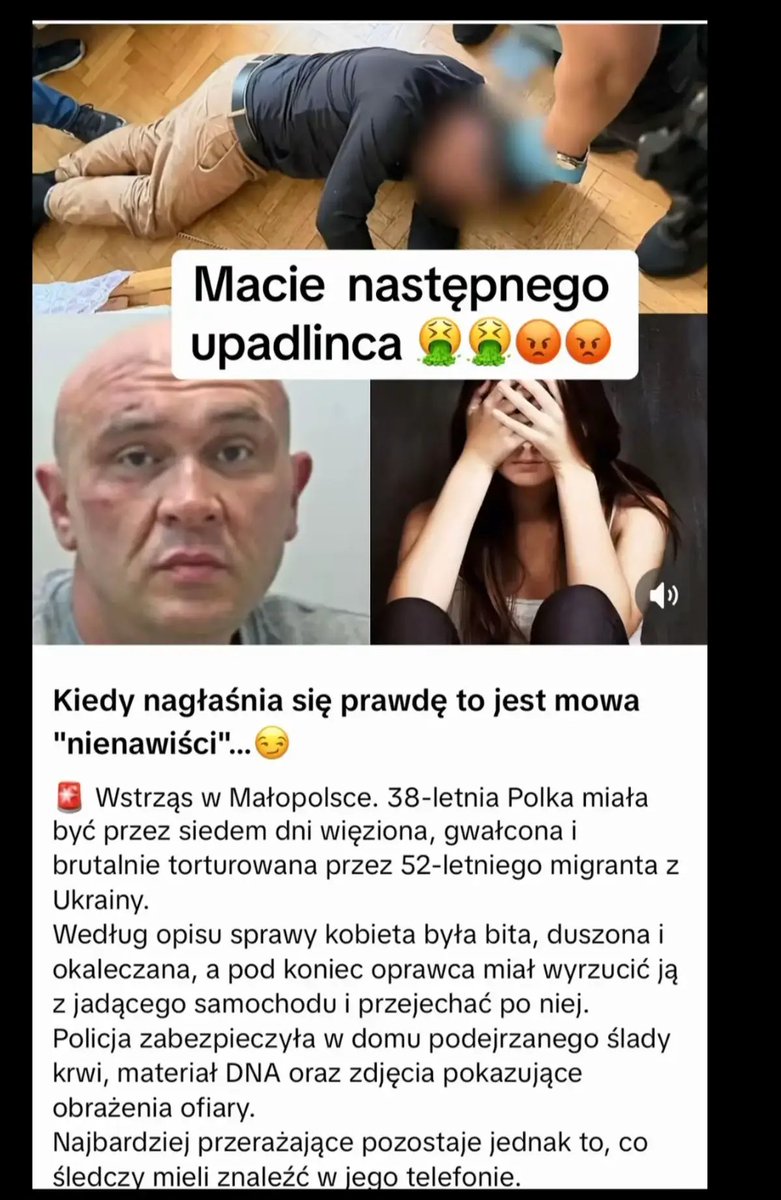 TomczakIrena's tweet photo. 52-  letni UKRAINIEC przez 7 dni więził,gwałcił, brutalnie torturował 32- letnią POLKĘ https://t.co/Av29pdfCmR