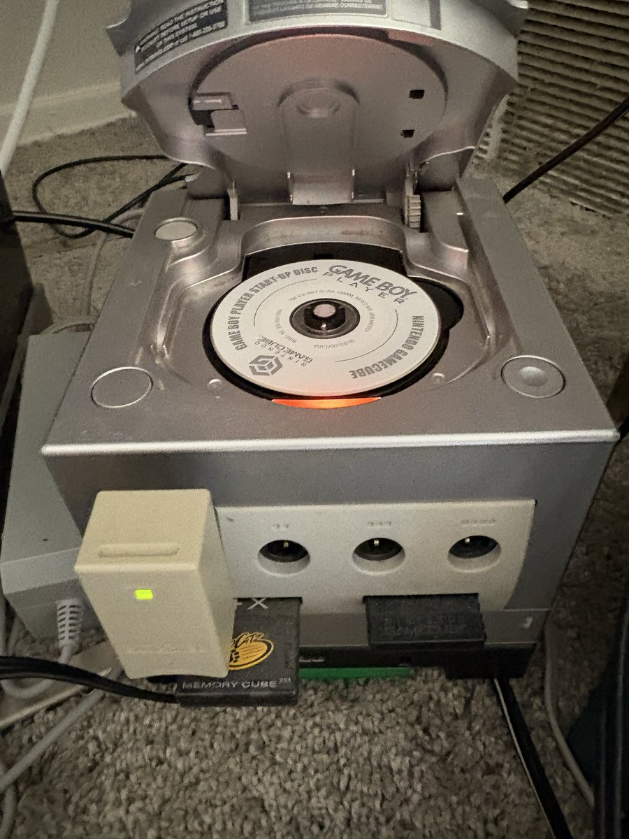msu_arch's tweet photo. Quick rant for those who care

The GameCube game boy player needing a disc to use is stupid. Why can't it just be a switch? My GameCube always takes like 15 tries before it reads it https://t.co/dHTD2Jic31