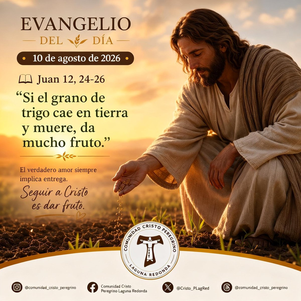 Cristo_PLagRed's tweet photo. 🌾 Jesús nos enseña que el grano de trigo debe morir para dar fruto. Seguirlo es entregarnos con amor, servir y dejar que Dios transforme nuestra vida en semilla de esperanza. 🙏🌱 #EvangelioDelDía https://t.co/3fU3Vad94w