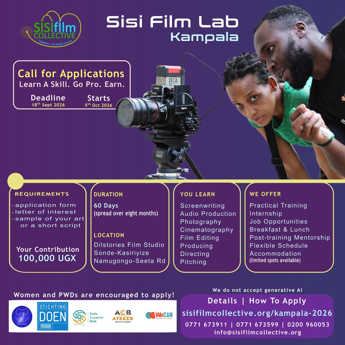 Dilstories_FS's tweet photo. Have you dreamed of becoming a filmmaker? This training is open to anyone interested in film making at a professional level and is open to every kind of artist regardless of your level of experience. 
Click here to apply
https://t.co/PsWiNHhI7X

#filmtraining #SisiFilmLab https://t.co/j4vUp6OmGt