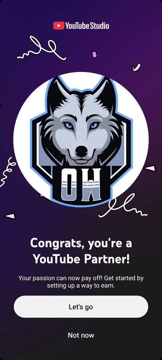 OmnicientWolf's tweet photo. We did it!
✅ YouTube Partner
Focused a lot more on content creation this year, so for this to pay off is very satisfying - thank you for your support! 💙
Hitting his milestone while on vacation is the cherry on top 🍒
#YouTubePartnerProgram https://t.co/TlyLcy1D9R