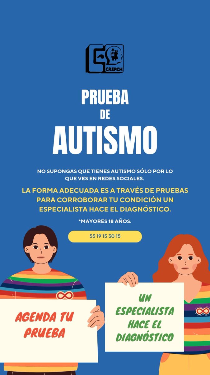 crepch's tweet photo. Agenda tu prueba en la que te obtendrás:

- Entrevista
- 3 pruebas
- Diagnóstico
- Reporte
- Seguimiento

*mayores 18 años.

📱Agenda cita 55 1915 3015

#terapiamultisensorialsimbólica #FelizLunes #autismo https://t.co/S6BCO1QXix