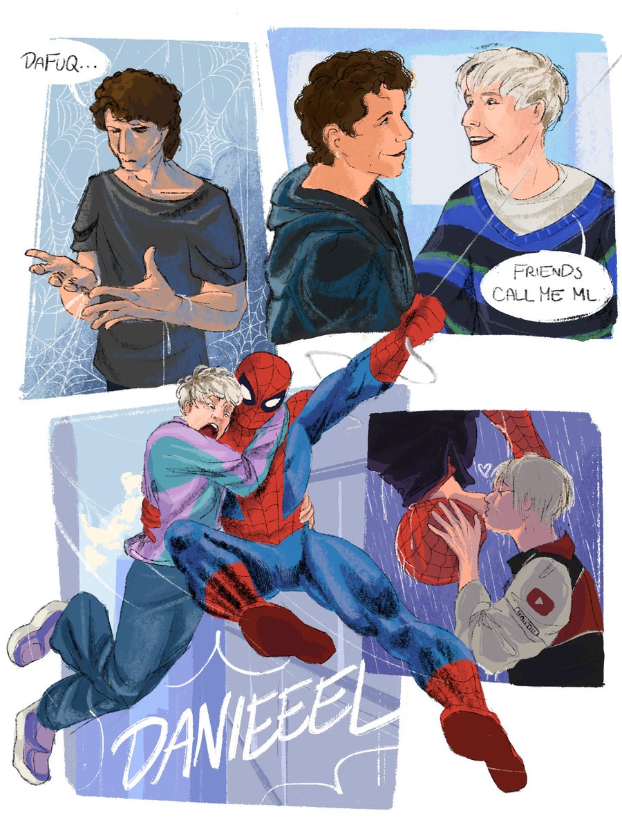 supisnotonfire's tweet photo. dnp spiderman au!!! plus a little juicy bonus🤭🤭 #phanart https://t.co/OhEEAmZEwJ