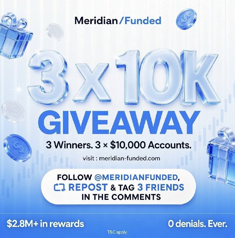 alhajiabdul__fx's tweet photo. 🚨 GIVEAWAY ALERT 🔔

3 × $10,000 Meridian Funded Challenge Accounts (MT5)

How to enter:

💠 Follow @MeridianFunded @alhajiabdul__fx

💠 Like, repost & tag 2 traders

💠 Join our Discord [ https://t.co/VEd2PLMGqr ]

💠 Also Follow: (
@sodium_fx/@Zazzaufx
@jekzcharlez/@Khalifaforex747
@NAJIBABDUL02 /@venom_NeverDies 
@tafare_abdul/@merci__mon_dieu /@ramon0897/ @ReFlex_Trader/ @1trade0 /@dan_malan_ )

⏰ Winners announced in 5 days