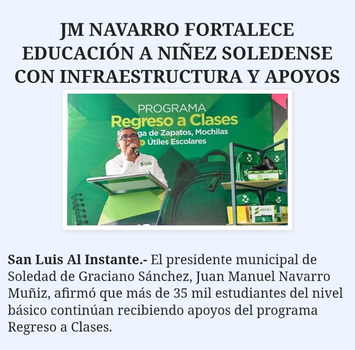 sanluisalinstan's tweet photo. JM Navarro fortalece educación a niñez soledense con infraestructura y apoyos
Más información en el siguiente enlace:
https://t.co/l4zU3U1Z6O
#SLP #SanLuisPotosí #CapitalSLP @jmnavarromx @MunicipioSGS https://t.co/JWZjIAo2UJ