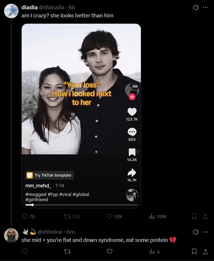 stihnine's tweet photo. just threw out some random accusations on your genetically deformed ass and it turns out i was right LMFAOOOOOOO you really are down syndrome and flatchested. (and eating disorder 🤣🤣🤣🤣🤣) https://t.co/EPJJCkuAKG