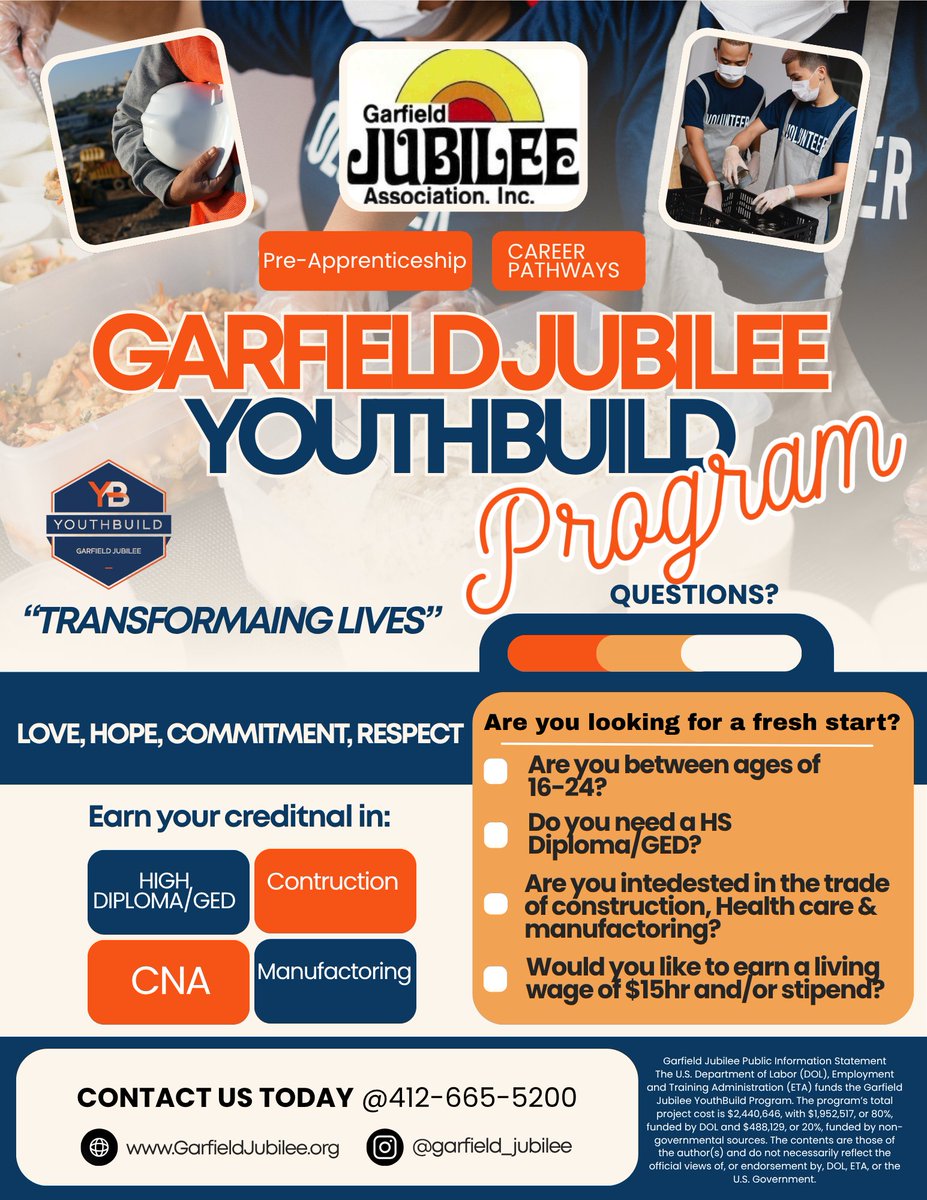 YouthBuildPgh's tweet photo. Looking for a fresh start? Take a look at our Youth Build program and see what you can do for yourself and your community!

For further information ℹ️, check out our website in our bio or call 📞412-665-5200 https://t.co/XkiNXOM8ja