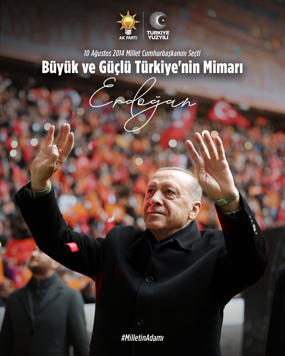 ipekyoluakkdn's tweet photo. 12 yıl önce bugün, aziz milletimiz tarihî bir iradeye imza attı. 🇹🇷
10 Ağustos 2014’te Genel Başkanımız ve Cumhurbaşkanımız Sayın Recep Tayyip Erdoğan, milletimizin doğrudan oylarıyla seçilen ilk Cumhurbaşkanı oldu.
İlk günkü aşkla, milletimizle omuz omuza... https://t.co/0Wd4AQMvJb