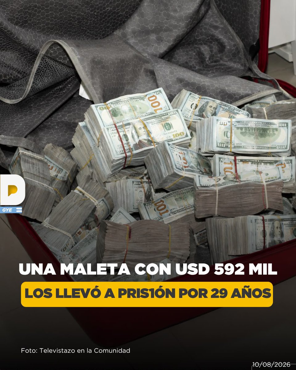 LaPosta_Ecu's tweet photo. Una policía y su pareja fueron condenados a 29 años y cuatro meses de pr1sión cada uno por l4vado de act1vos, luego de que en su vivienda, ubicada en una urbanización de Daule, fueran encontrados USD 592.091 en efectivo.

El dinero estaba dentro de una maleta escondida en un clóset. La Fiscalía presentó informes financieros que evidenciaron movimientos que no guardarían relación con los ingresos registrados por los procesados. Además, la pareja de la agente fue identificada por la Policía como presunto integrante del GDO Los Fatales. El tribunal declaró su culpabilidad y dispuso la condena.