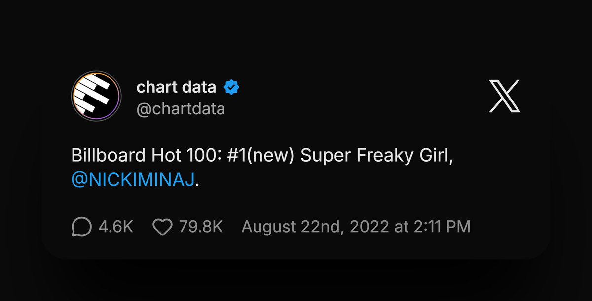 JustWillVzlano's tweet photo. 🚨‘Super Freaky Girl’ by @NICKIMINAJ remains the only female rap song to debut at No. 1 on the Billboard Hot 100 without a music video. https://t.co/Yr8RlZHmGs