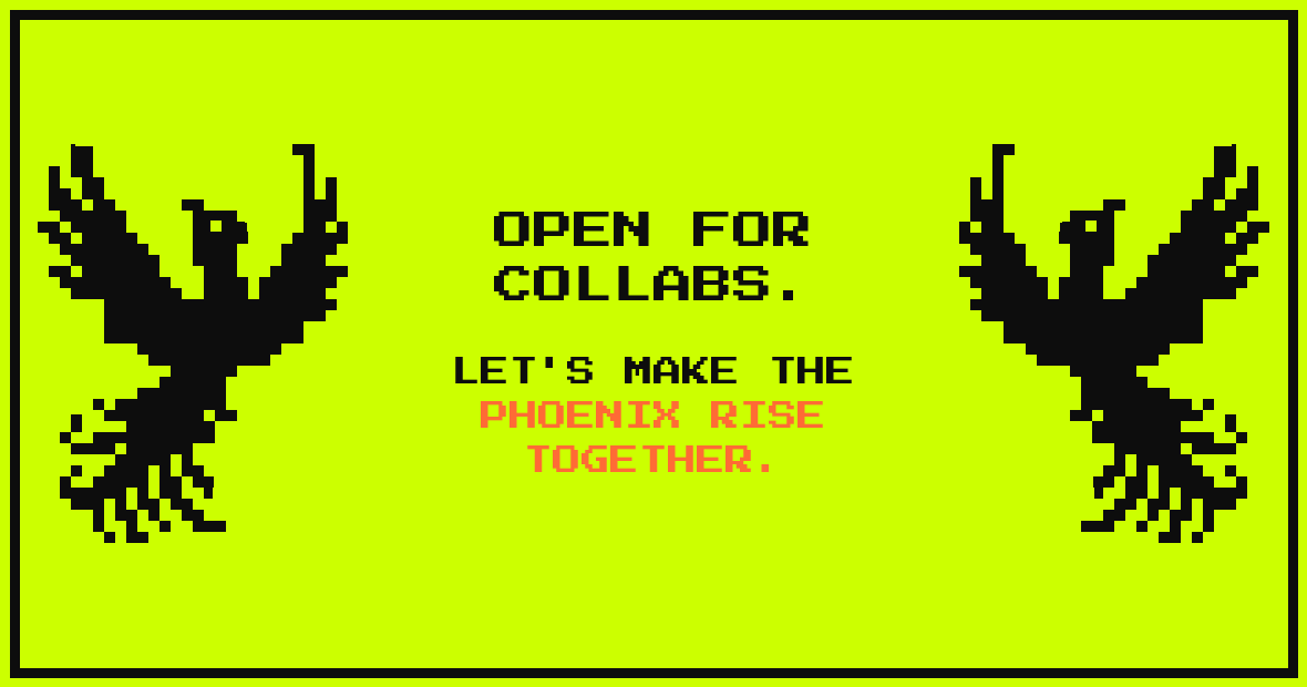 phoenixthehood's tweet photo. GM Phoenixes!

Welcome all collabs to our Discord channel.

How to collab with us:
1.) Join our Discord channel:
https://t.co/MMlX8DO2ZG
2.) Be Verified
3.) Open Ticket

One of our collab managers will brings the focus on you! https://t.co/TQdrdQXJqu