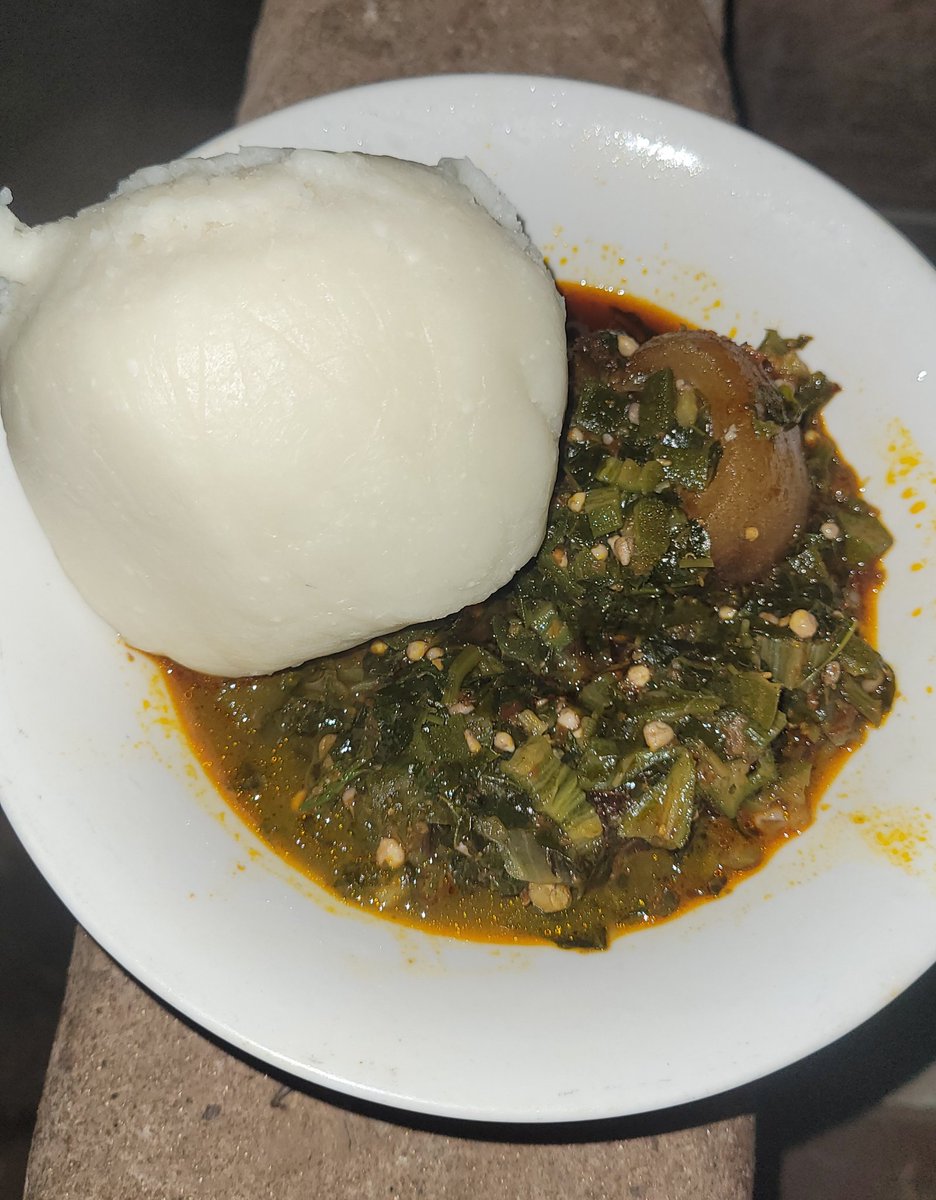 DanielRegha's tweet photo. Dinner; Fufu and light okro soup perfectly healthy for the body. https://t.co/t25I9FJpM7