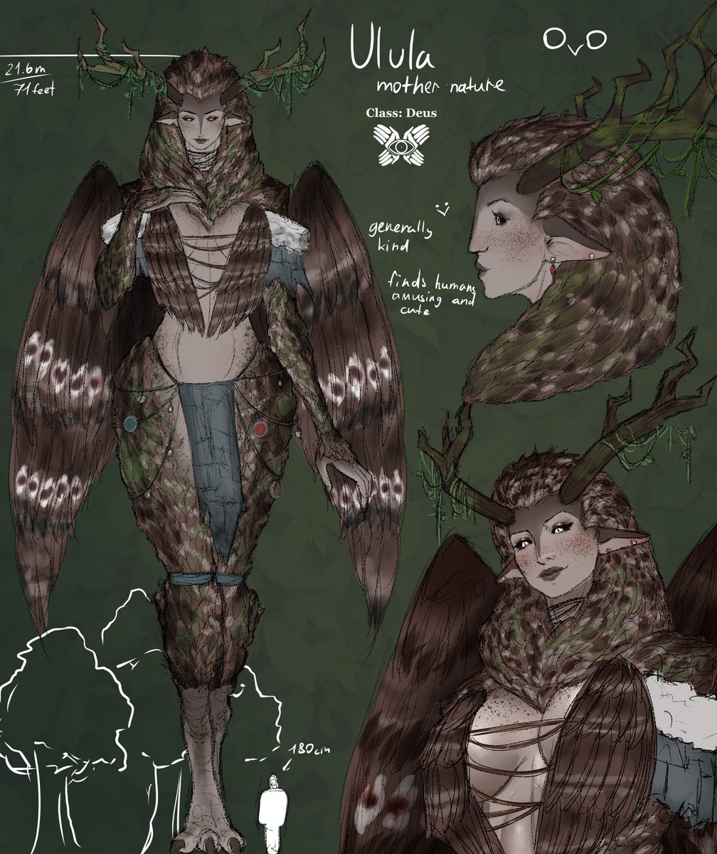 Ezium_art's tweet photo. Here's first look at my new original character, Ulula! She is a goddess of nature and very owl :>

#originalcharacter #oc https://t.co/F1JDJUWhHq