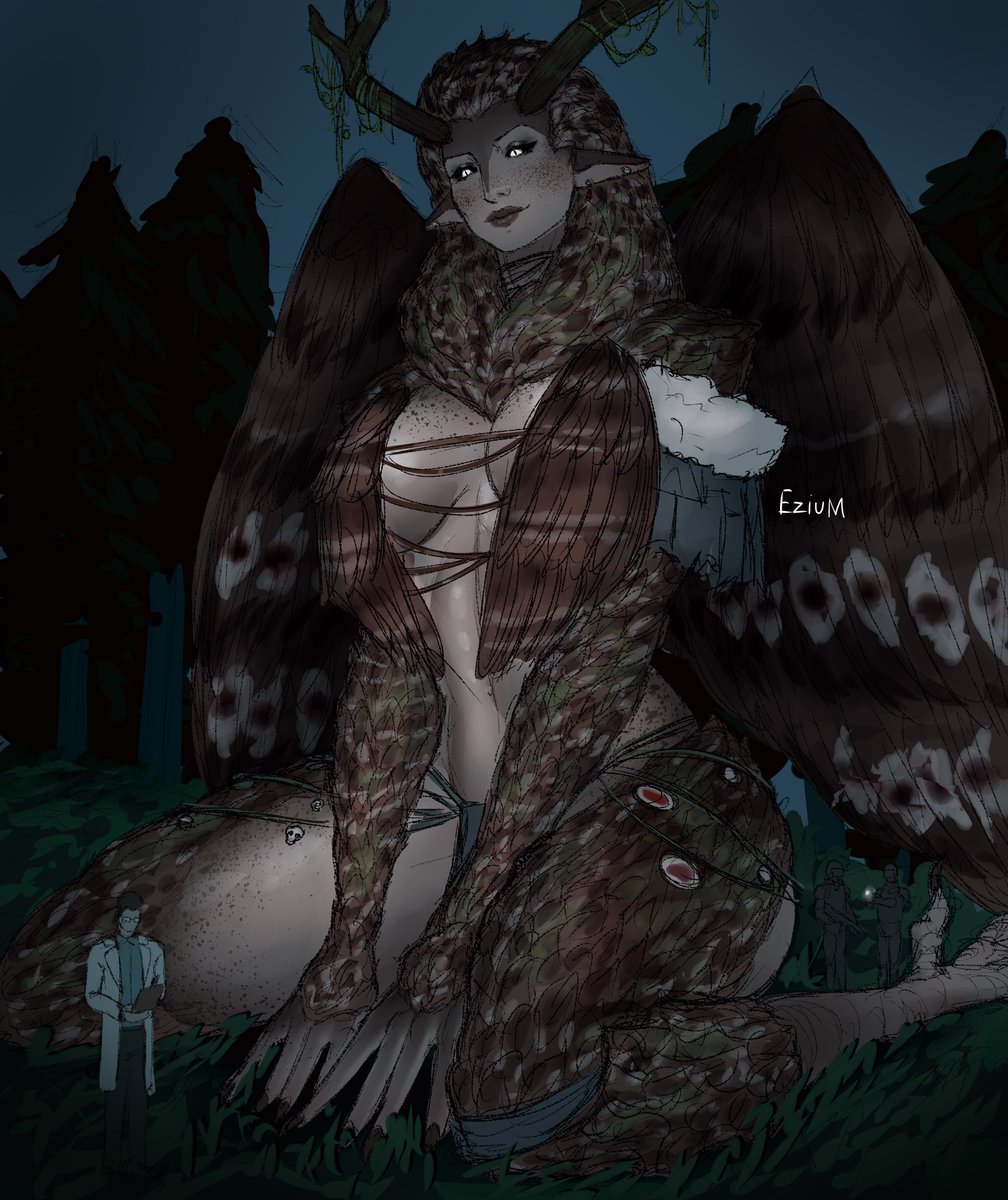 Ezium_art's tweet photo. Here's first look at my new original character, Ulula! She is a goddess of nature and very owl :>

#originalcharacter #oc https://t.co/F1JDJUWhHq