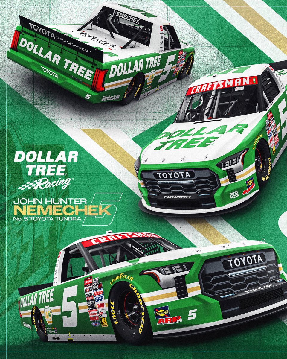 arndtrackNASCAR's tweet photo. NEWS: John Hunter Nemechek will drive the #5 Toyota for TRICON Garage in one NASCAR CRAFTSMAN Truck Series race (New Hampshire) in 2026.

Dollar Tree will serve as the primary sponsor.

#NASCAR #NCTS #news https://t.co/aYMZtJbAjy