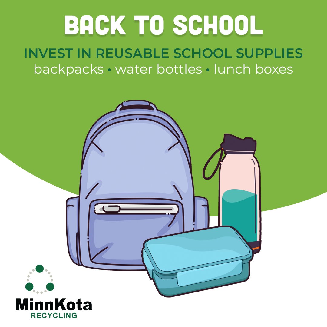MinnKotaRecycle's tweet photo. Reusable school supplies are not only good for your wallet but also for our planet!
#backtoschool #schoolsupplies #reusable #reducereuserecycle https://t.co/vo0uPBhlWD
