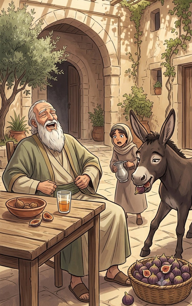 raghadd1250's tweet photo. كان فيلسوفًا عظيمًا  يجلس ذات يوم في فناء منزله، يستمتع بحبات التين الناضجة، غارقًا في هدوئه وتأملاته.

وفجأة...

دخل حمار إلى الفناء، واتجه مباشرة إلى سلة التين، وأخذ يلتهم الثمار بشهية لا تعرف التوقف!

كان الجميع ينتظر أن يصرخ الفيلسوف، أو يطرد الحمار بعصاه...

لكنه فعل شيئًا لم يتوقعه أحد.

ابتسم بهدوء، ثم التفت إلى خادمته وقال ساخرًا:

"بما أن الحمار أكل كل التين... فاذهبي واسقيه كأسًا من الخمر الصافي، ليغسل فمه!"

ساد الصمت للحظة...

ثم تخيل الفيلسوف المشهد في رأسه؛ حمار يلتهم التين ثم يشرب الخمر!

فانفجر ضاحكًا.

ضحك... ثم ازداد ضحكه...

حتى لم يعد قادرًا على التوقف.

واستمرت قهقهته المتواصلة، حتى سقط أرضًا فاقدًا للوعي.

وتقول الرواية إنه مات من شدة الضحك!

يا للمفارقة...

رجلٌ أفنى عمره في الفلسفة والمنطق، وترك مئات الأفكار التي حيّرت العقول...

لكن أشهر ما ارتبط باسمه في ذاكرة الناس، أنه رحل بسبب نكتة قالها لحمار!

مصدر القصة 📖:
كتاب: "سير وآراء فلاسفة بارزون" 

لا تنسى الصلاة على الحبيب 💚👇🏻