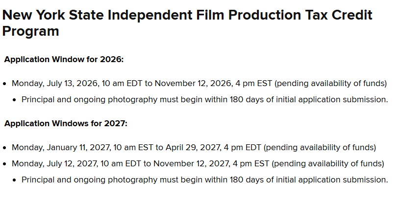 MadeinNY's tweet photo. NYC-based filmmakers, apply now for the New York State Independent Film Production Tax Credit Program!  @EmpireStateDev 

Funding is still available for productions with total qualified costs more than $10 million. Details to apply here: https://t.co/zk26MtwiYd https://t.co/iIWBv7Lwig