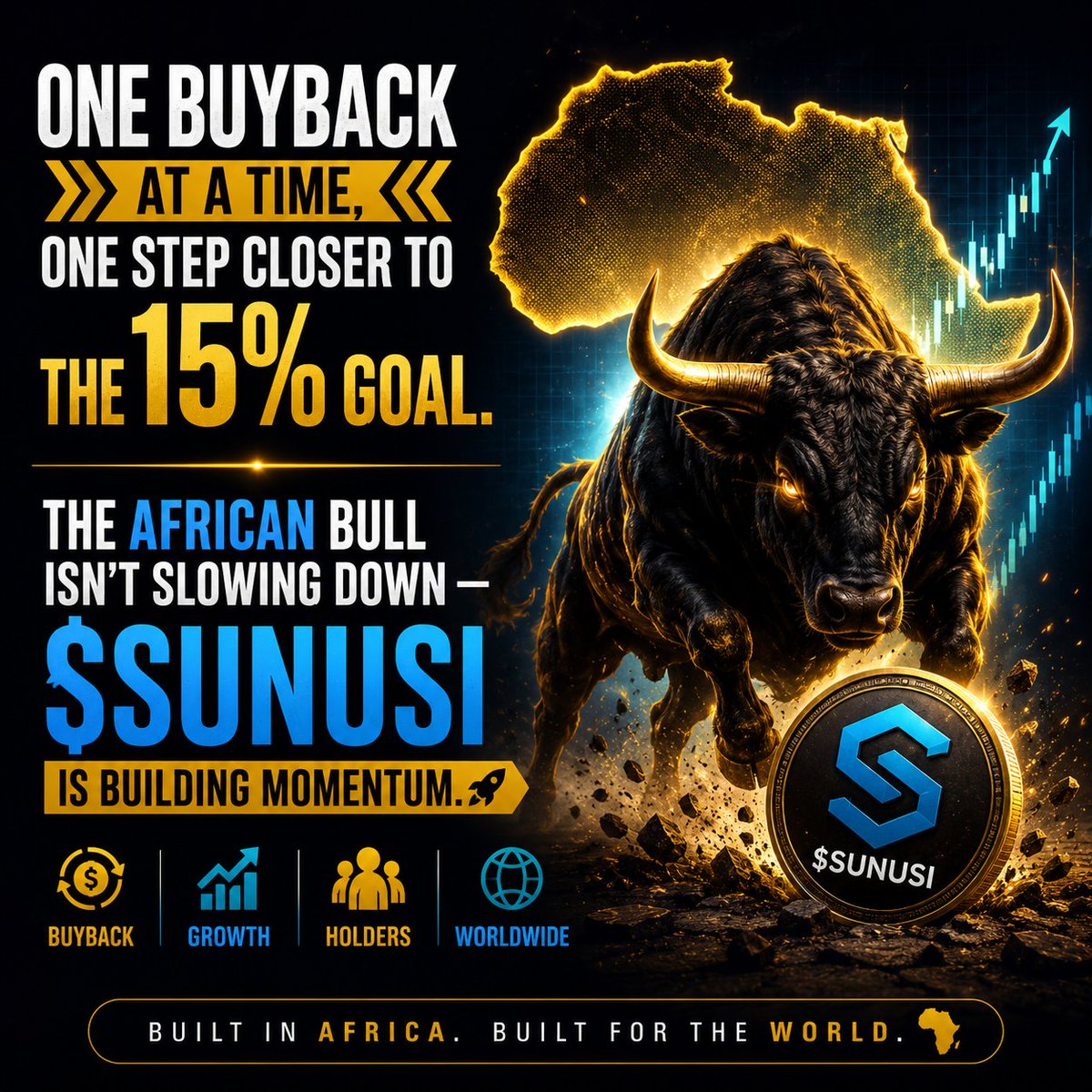Bjbashman's tweet photo. One buyback at a time, one step closer to the 15% goal. The African Bull isn’t slowing down — $SUNUSI is building momentum.

@CRYPTOBOSS_WEB3 @alexmccurryo @SunusiMinjibir @theafricanbulll 
@Cupseyy @Ga__ke @jijo_exe 
@blknoiz06 @Cented7 @0GAntD https://t.co/uxweNza3nr