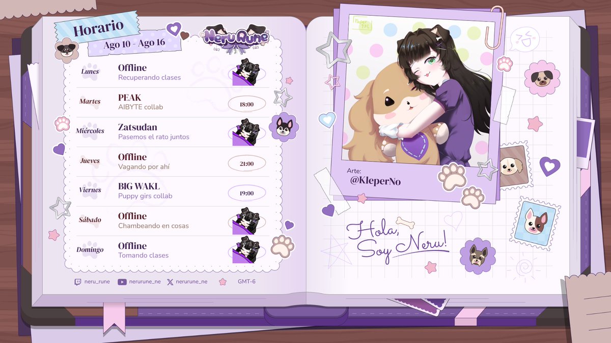 nerurune_ne's tweet photo. 𐔌🐶⋮ STREAM SCHEDULE .ᐟ🫟꒱

¡Wan wan! Neru Rune cachorro de apoyo emocional ¡Lista para hacerte feliz! ¿Te quedaras conmigo?

 ‧˚꒰🐾┆Tags .ᐟ
✎General: #NeruRune
✎ Live: #NeruOut
✎ Art: #Neruddle
✎ Memes: #Runemes
✎ Clips: #Runetreat
✎ Oshi Mark:🐶🫟 https://t.co/81Bnk3tmPp