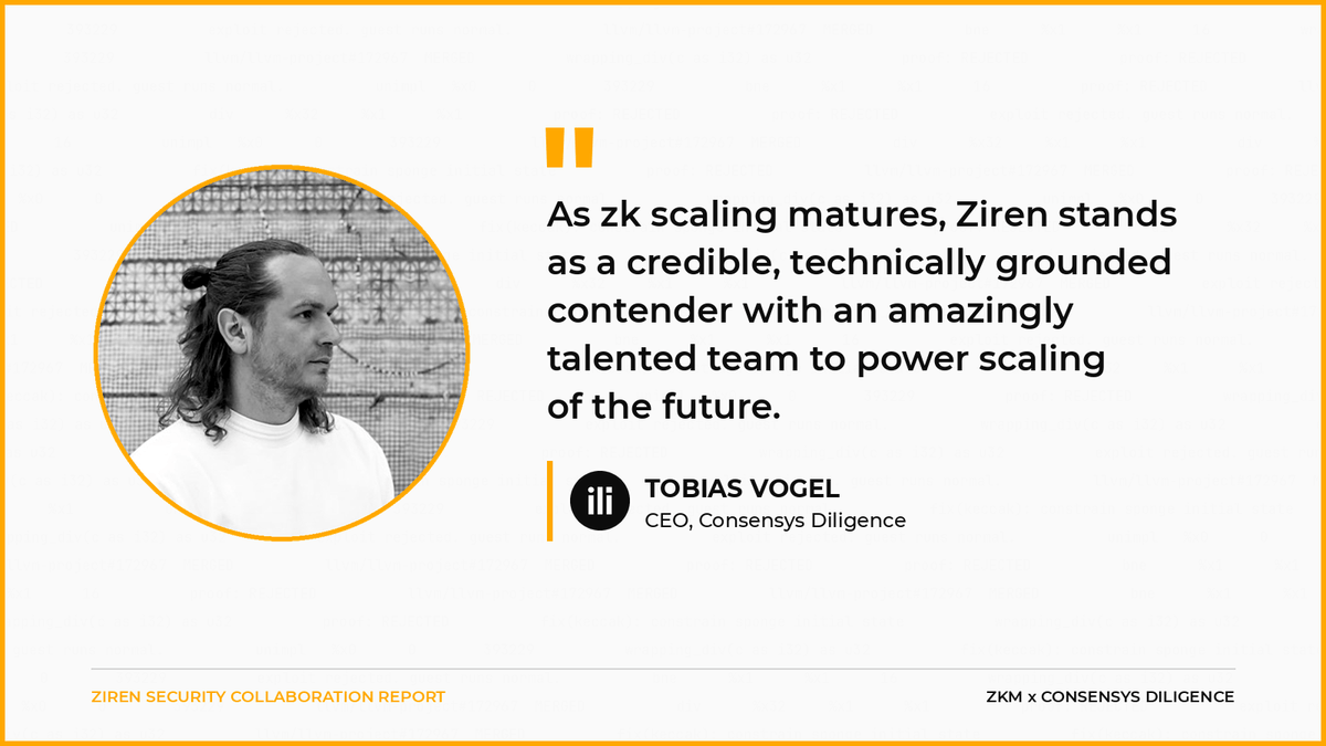 ProjectZKM's tweet photo. For seven months, @ConsensysAudits - the team securing Ethereum since 2017 - worked to break Ziren.

Here is what their CEO concluded.

Full report below. https://t.co/8lsG6ZSi85