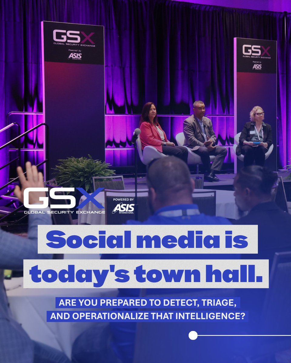 ASIS_Intl's tweet photo. The Social Media Threat Cycle: Detecting, Triaging, and Operationalizing Intelligence Before It Hits Your Door
📅 Wednesday, 16 September
⏰ 9:45 AM - 10:45 AM ET

Read the full ASIS blog: https://t.co/oTKeycix1i 
#GSX2026 #ASISInternational #SecurityProfessionals  #CyberSecurity https://t.co/jLFkTPU7jk