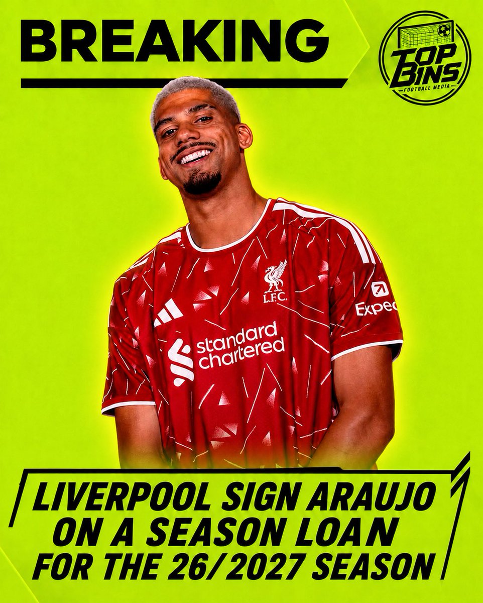 TopBinsMedia_'s tweet photo. 🚨 𝐁𝐑𝐄𝐀𝐊𝐈𝐍𝐆:  𝐋𝐢𝐯𝐞𝐫𝐩𝐨𝐨𝐥 𝐬𝐢����𝐧 𝐀𝐫𝐚𝐮𝐣𝐨 𝐨𝐧 𝐚 𝐬𝐞𝐚𝐬𝐨𝐧-𝐥𝐨𝐧𝐠 𝐥𝐨𝐚𝐧 𝐟𝐨𝐫 𝐭𝐡𝐞 𝟐𝟎𝟐𝟔/𝟐𝟕 𝐬𝐞𝐚𝐬𝐨𝐧! 🔴 https://t.co/Je0tWhm5I3