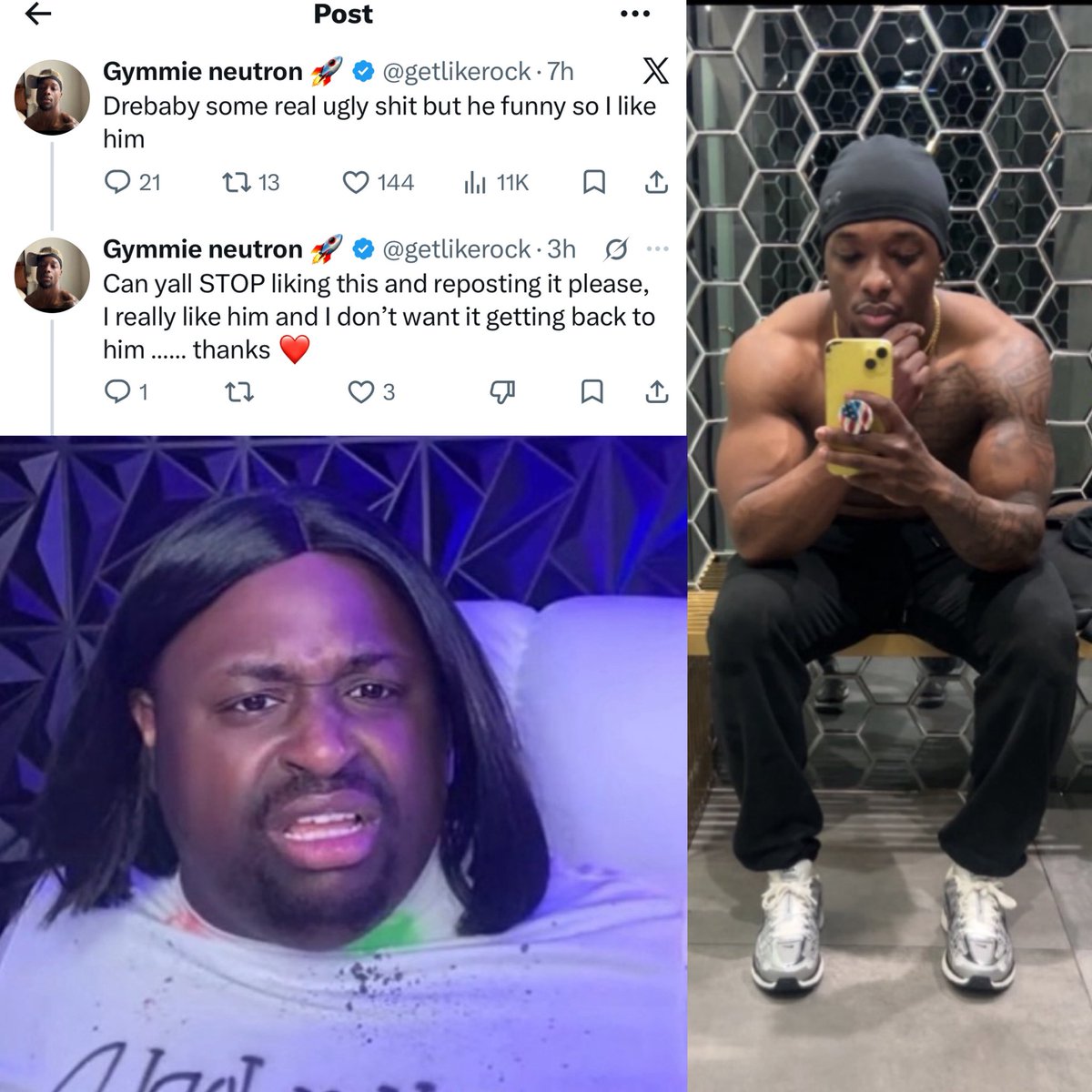 Amsupremetingz's tweet photo. Gym Rat/X user Jeremey giving Drebaby his flowers 💐 https://t.co/tQh324vaA3